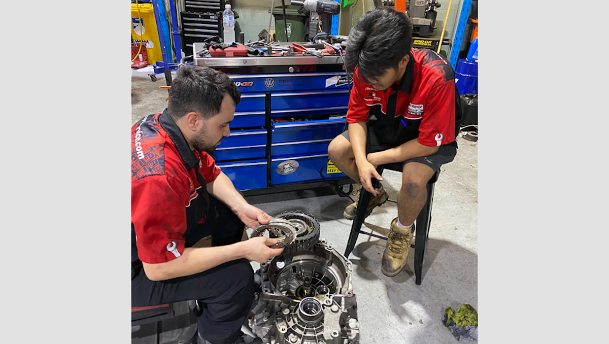 Direct Shift Gearbox training with apprentice mechanic